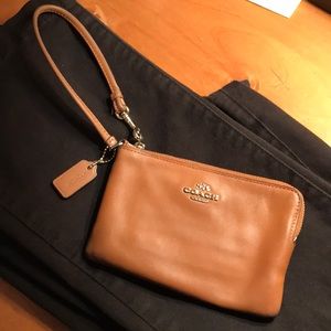 Chestnut Leather Wristlet by Coach